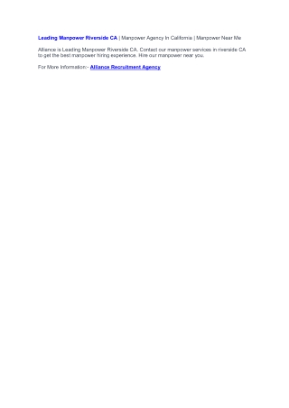 Manpower Riverside CA | Manpower Agency In California | Manpower Near Me
