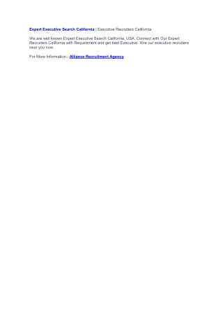 Executive Search Firms in California, USA | Executive Recruiters California