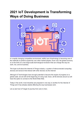 2021 IoT Development is Transforming Ways of Doing Business
