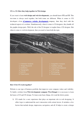 UX vs UI How they help together in Web design.