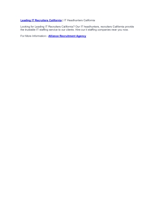 IT Staffing Companies in California | IT Headhunters California