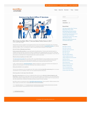 Why Outsourcing Back Office IT Services Makes Perfect Sense in 2021?