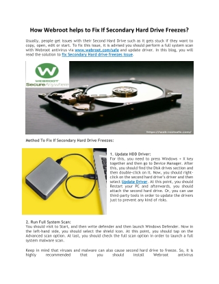 How Webroot helps to Fix If Secondary Hard Drive Freezes?