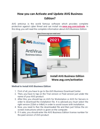 How you can Activate and Update AVG Business Edition?