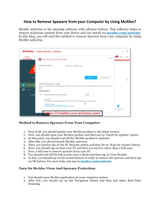 How to Remove Spyware from your Computer by Using McAfee?