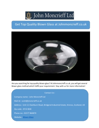 Get Top Quality Blown Glass at Johnmoncrieff.co.uk