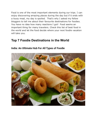 Top 7 Foodie Destinations in the World  Best Vacations for Food Lovers