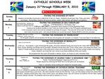 CATHOLIC SCHOOLS WEEK January 31st through FEBRUARY 5, 2010