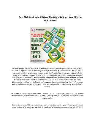 Best SEO Services in All Over The World