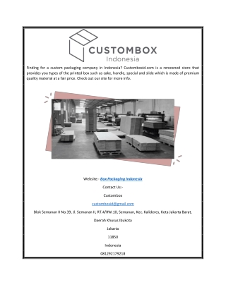 Box Packaging Indonesia | Customboxid.com