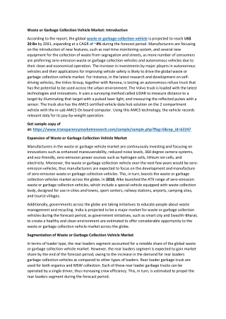 Waste or Garbage Collection Vehicle Market