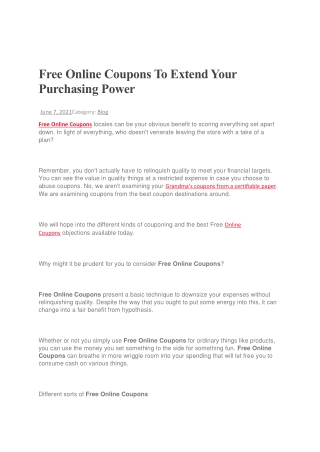 FREE ONLINE COUPONS TO EXTEND YOUR PURCHASING POWER