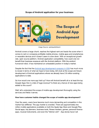 Scope of Android application for your business