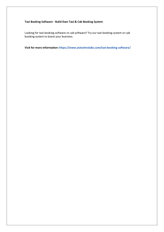 Taxi Booking Software - Build Own Taxi & Cab Booking System