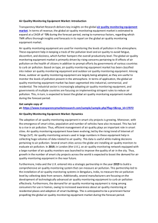 Air Quality Monitoring Equipment Market