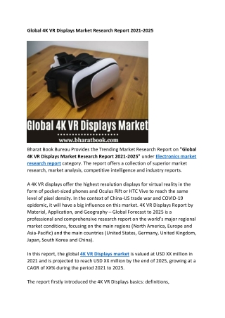 Global 4K VR Displays Market Research Report 2021-2025