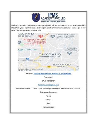Shipping Management Institute in Marthandam | Ipmsacademy.com