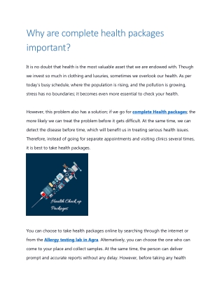 Why are complete health packages important