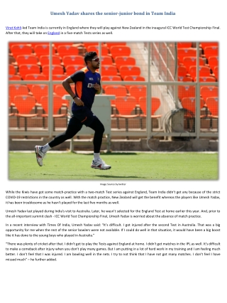 Umesh Yadav shares the senior-junior bond in Team India