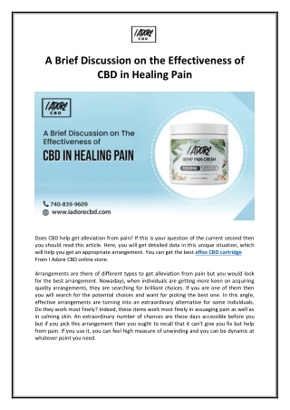 A Brief Discussion on The Effectiveness of CBD in Healing Pain