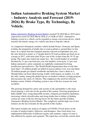 Indian Automotive Braking System Market