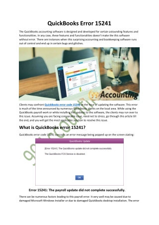 Resolve QuickBooks Error Code 15241