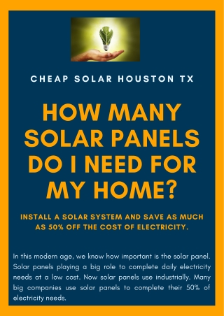 how many solar panels do i need | Cheap Solar Houston TX