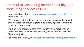 Innovation Consulting provide best big data consulting services in USA