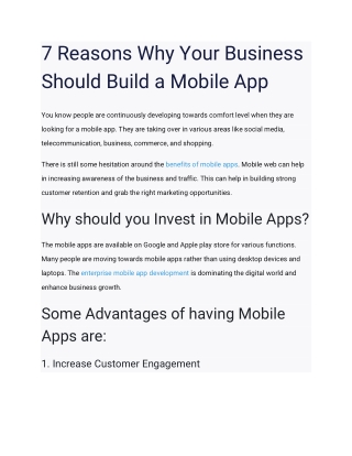 7 Reasons Why Your Business Should Build a Mobile App