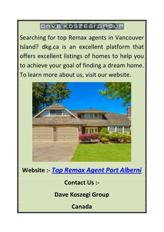 Top Remax Agent Port Alberni | dkg.ca