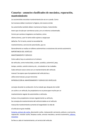 Canarias - anuncios clasificados de mecánica, reparación, mantenimiento