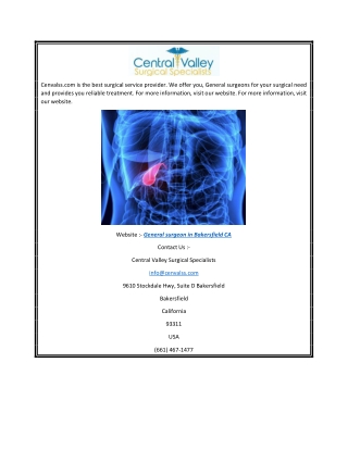 General Surgeon in Bakersfield Ca Cenvalss.com