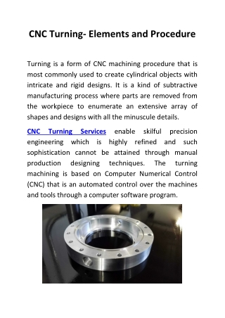 CNC Turning- Elements and Procedure