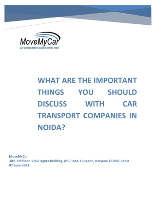 We Provide The Best & Verified Car Transport Company In Noida