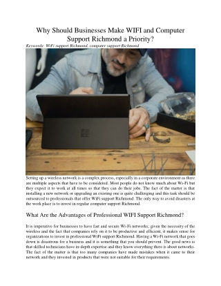 Why Should Businesses Make WIFI and Computer Support Richmond a Priority