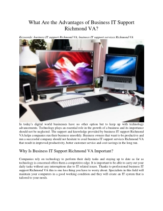 What Are the Advantages of Business IT Support Richmond VA