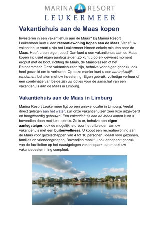 Vakantiehuis aan de Maas kopen