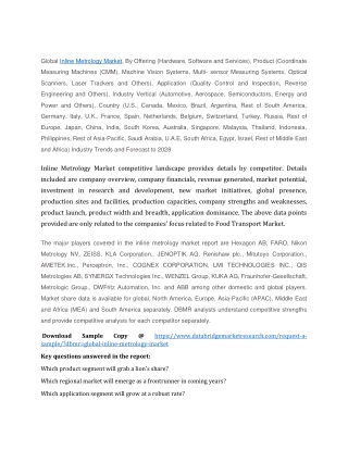 Inline Metrology Market Growth, Segments, Demand and Forecast to 2028