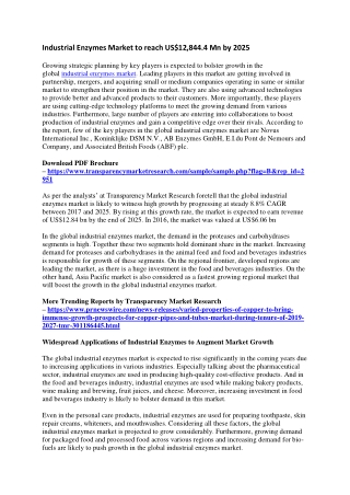 Industrial Enzymes Market to reach US$12,844.4 Mn by 2025