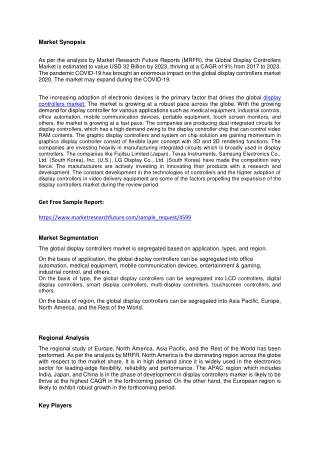 Display Controllers Market- Growth Drivers, Opportunities and Forecast Analysis