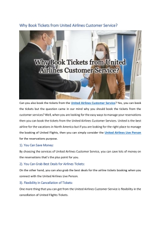 Why Book Tickets from United Airlines Customer Service_