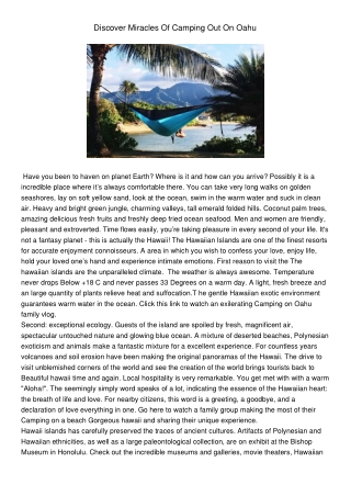 DiscoverMiraclesOfCampingOutOnOahu