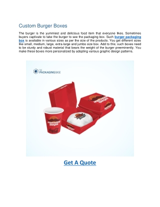 Custom Burger Boxes-Custom Fries Boxes