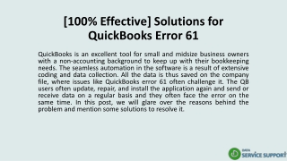 [100% Effective] Solutions for QuickBooks Error 61