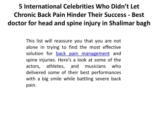 5 International Celebrities Who Didn’t Let Chronic Back Pain Hinder Their Success - Best doctor for head and spine injur