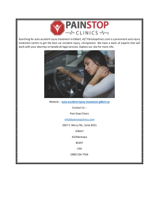 Auto Accident Injury Treatment Gilbert AZ Painstopclinics.com