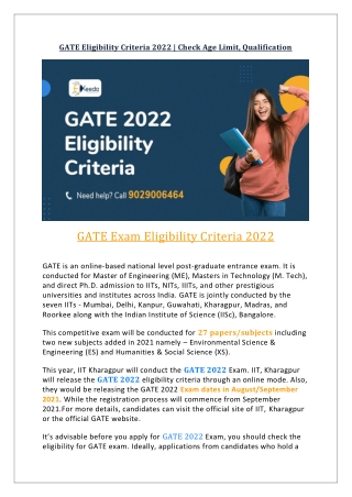 GATE Eligibility Criteria 2022 | Check Age Limit, Qualification