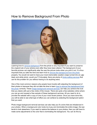 How to Remove Background From Photo