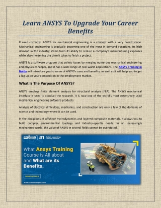 Learn ANSYS To Upgrade Your Career Benefits