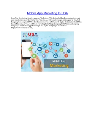 Mobile App Marketing In USA